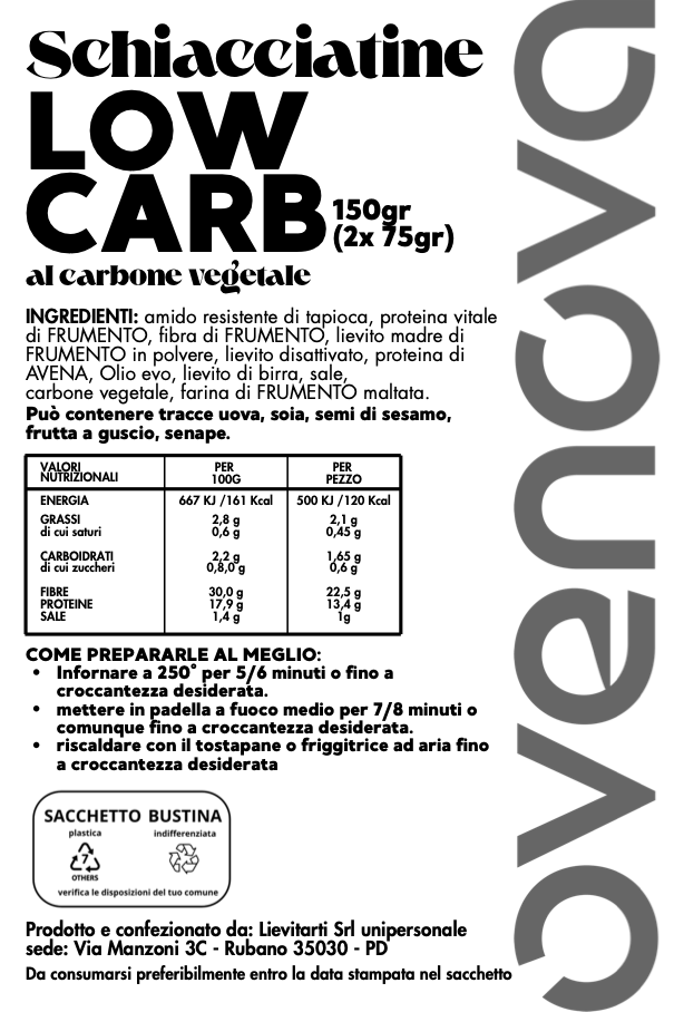 Schiacciatine LOW CARB au charbon végétal - 2 pièces